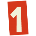 Number 1 icon, cream on red Number 1 icon, cream on red